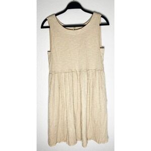 Lexi Brown Women's Beige Gauzy Cotton Mini Dress With Pockets Beachy Coastal